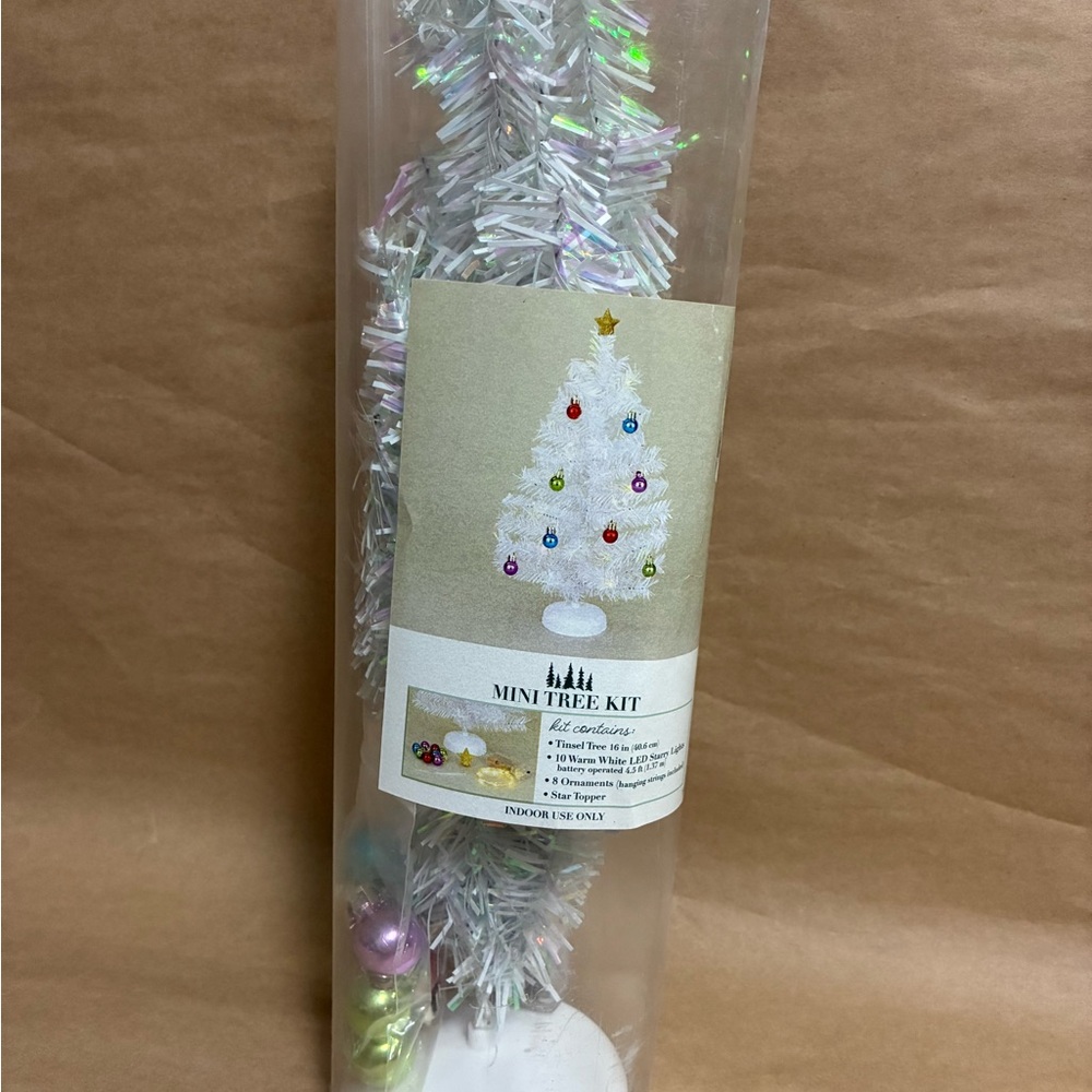 White Mini Christmas Tree Kit with Ornaments